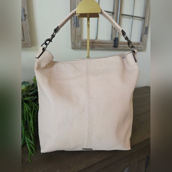 Rebecca Minkoff NWOT Blush/Pale Pink Scale Textured Leather Hobo/Crossbody - Picture 6 of 15